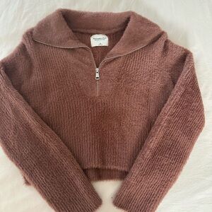 Abercrombie & Fitch Tan Fuzzy Turtleneck Sweater